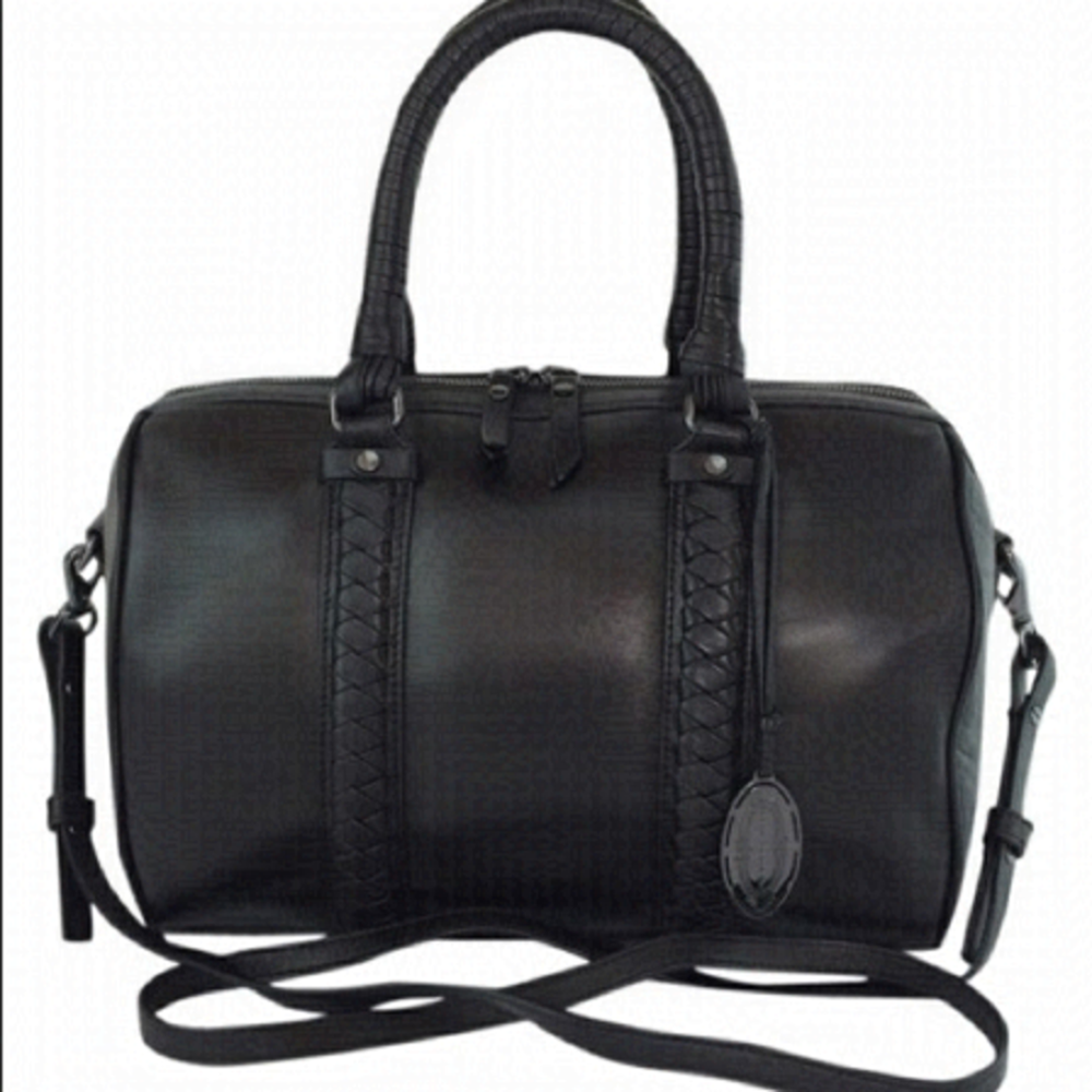 Ellie Tahari Leather Natalie Black Satchel Purse